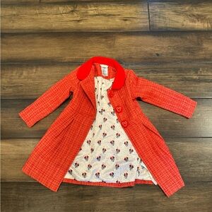 Disney Minnie Mickey long red coat for girls size 4T